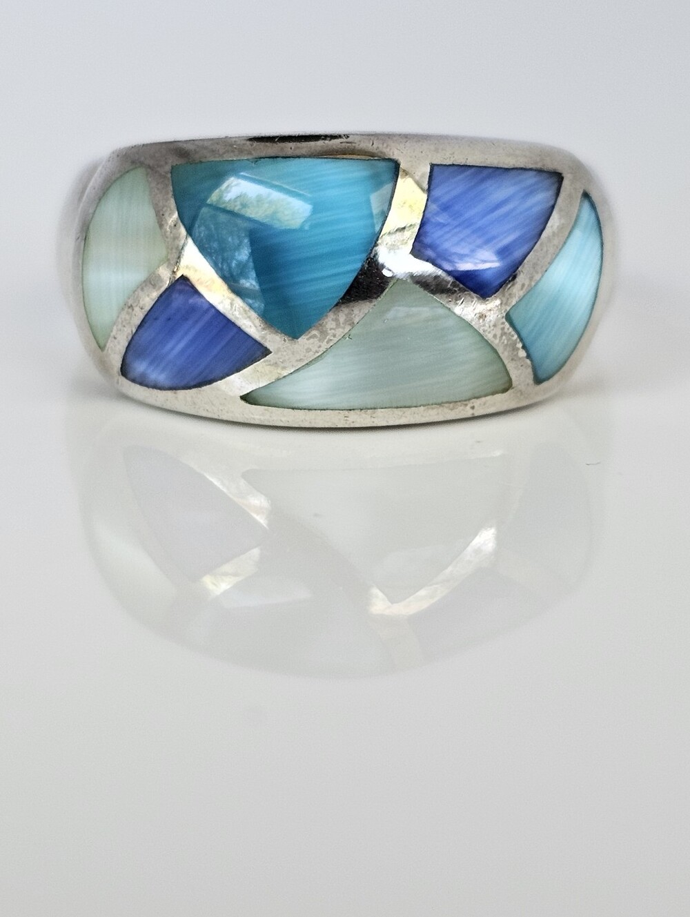 Genuine Vintage Mother of Pearl Ring in Sterling Silver Size 7!